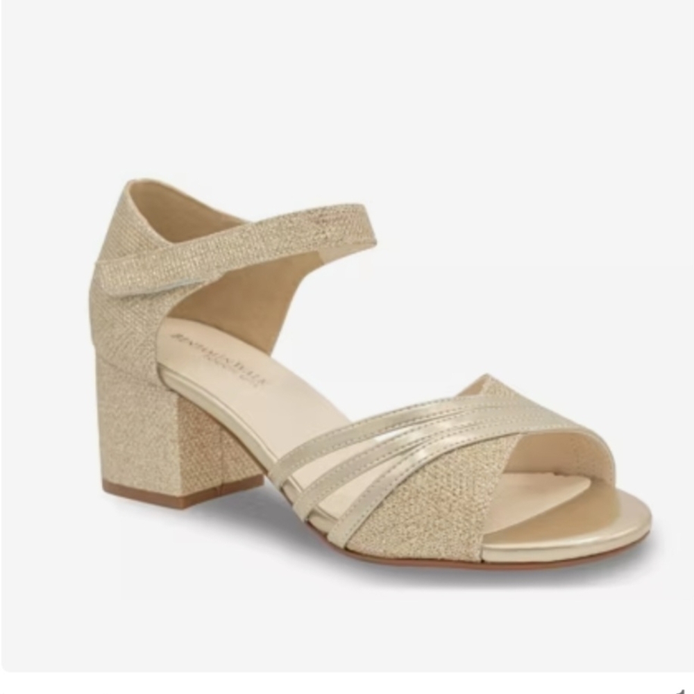 Gold Block Heel Sandals